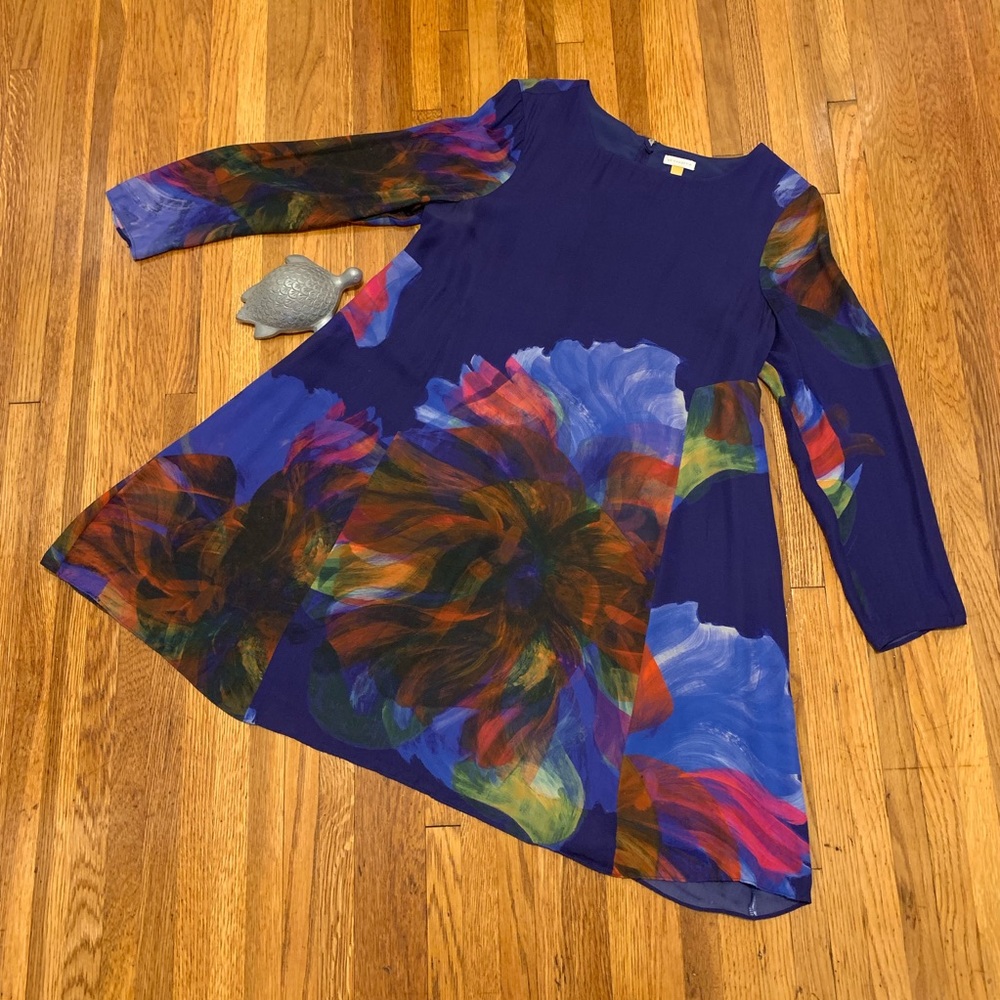 💜🧡💙Anthropologie Leifsdottir Fanned Flora Dress Med💜🧡💙 - Picture 2 of 6